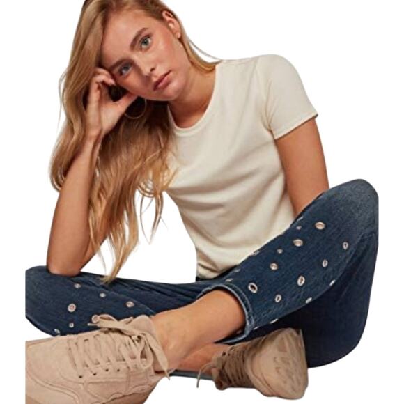 Mavi Jeans Women's Size 28 Tess High Rise Skinny Shaded Eyelet Ankle Artsy Boho - Picture 1 of 16